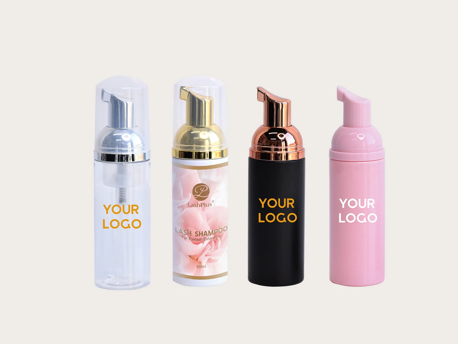 Shampoo / espuma limpiadora de pestañas LashPlus, frasco de marca privada